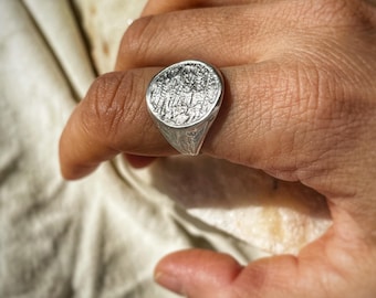 Sterling Silver signet ring, Solid Signet ring, Oval signet pinky ring, statement silver ring, minimalist ring, gift for her, modern ring