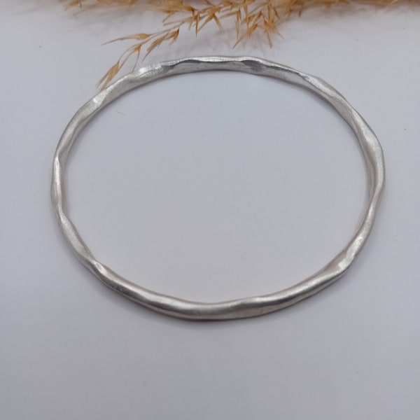 Sterling silver bangle/ Unique statement bracelet/ silver minimalist bracelet/ simple bangle/ modern bracelet/