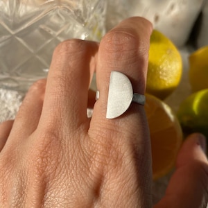 Sterling silver ring/ geometric ring/ half circle ring/ modern ring/ contemporary ring/ open ring/ minimalist ring/ adjustable silver ring