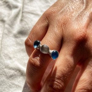 Beach glass silver ring, silver 925 sea ring, blue seaglass ring, 925 sterling silver ring, natural ring, minimalist ring, beach glass ring