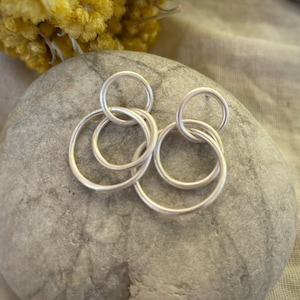 Irregular hoops/ three hoops/ sterling silver earrings/triple earrings/ stylish earrings/ Triple Hoop Earrings