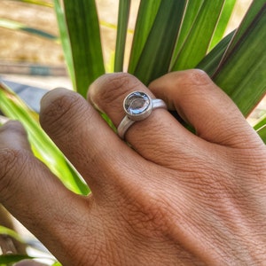 sterling silver ring/ zircon silver 925 ring/ purple silver ring/contemporary ring/modern ring/ unique silver ring/ single stone silver ring
