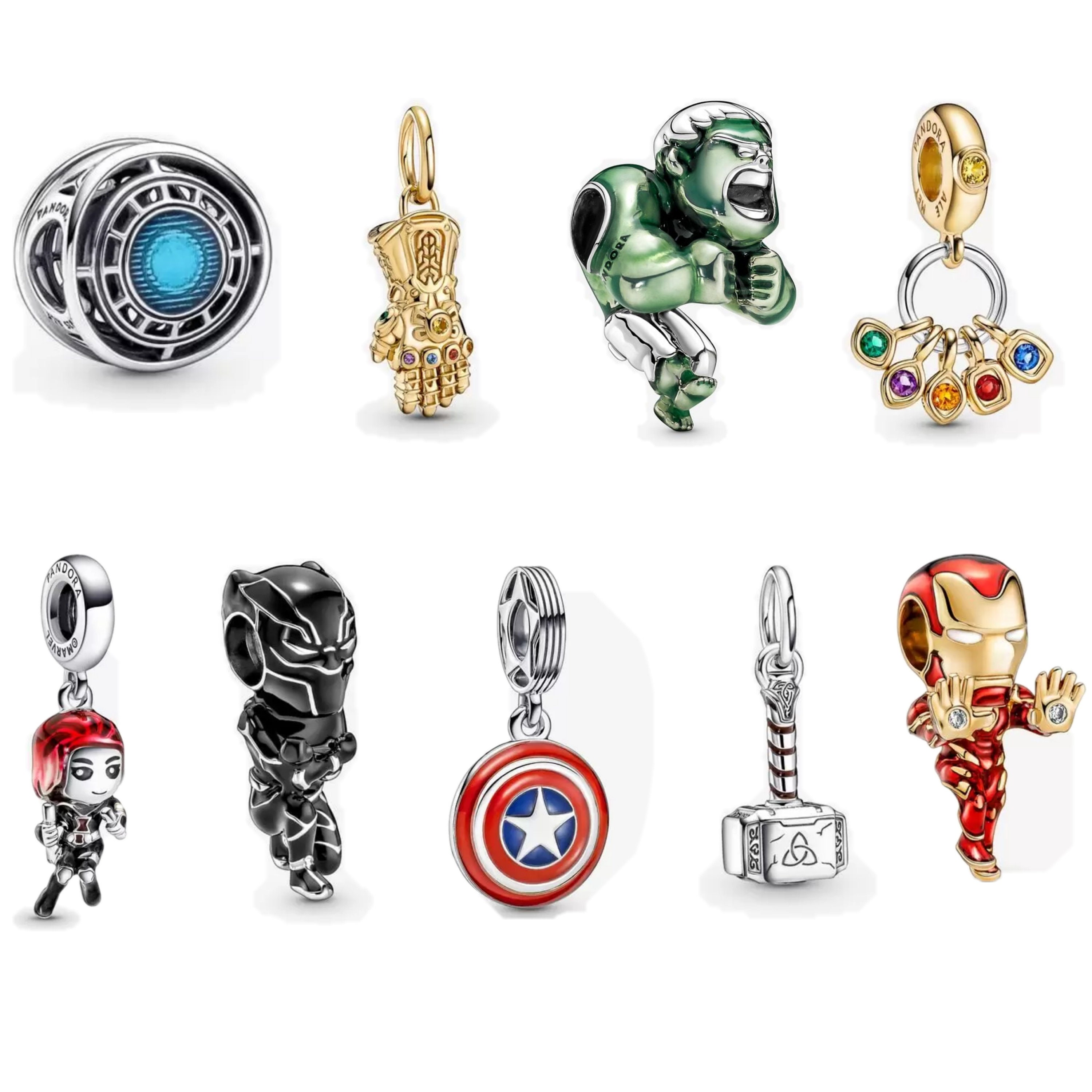 Superhero Marvel Avengers Infinty Stones Mjolnir Thor Hammer Iron Man  Captain America Spiderman DIY Crystal Beads Charm Bracelet
