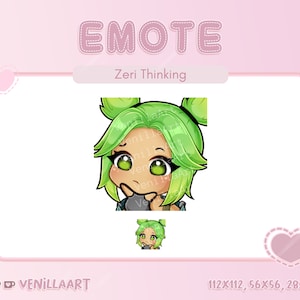 Zeri Think Emote for Twitch Streamers/Discord/Youtube - Ready to use | LoL ADC Kawaii Thinking emote