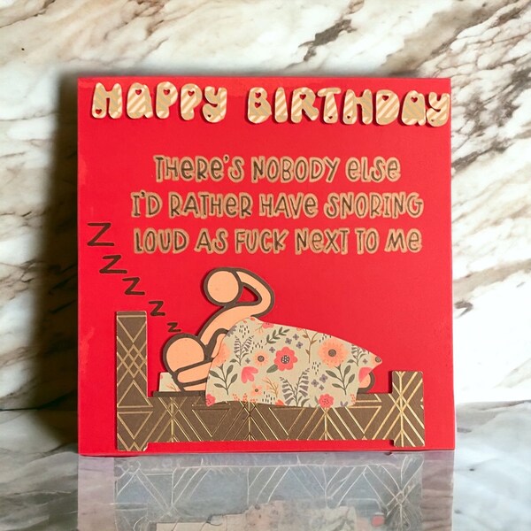 Humorvolle, lustige handgemachte Glückwunschkarte zum Geburtstag für alle, die nicht schlafen können. Für Mann, Frau, Freund, Freundin
