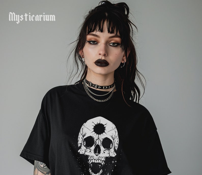 Human Skull Goth Girl Clothes, Alt Fashion Style, Goth Gifts, Occult T