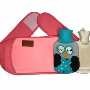 Pink Hot Water Bottle Waist Belt with hot water bottle & cover