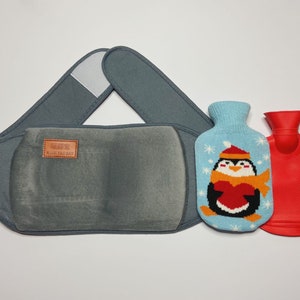 Grey Hot Water Bottle Waist Belt with hot water bottle & cover