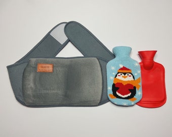 Grey Hot Water Bottle Waist Belt with hot water bottle & cover