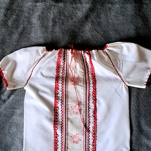 Embroidered Hungarian folk art children&#39;s T-shirt with colorful flowers, Hungarian folk blouse,colorful floral embroidered girl blouses