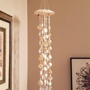 Handmade Boho Cockle Seashell Wind Chime, Coastal Farmhouse Style, Rustic Farmhouse Vibes, Farmhouse Hanging Accent, Coastal Outdoor Decor