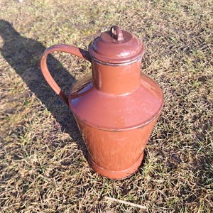 Rustic Brown Enamel Water Pitcher, Farmhouse Kitchen Accent, Rustic Farmhouse Kitchen Decor, Antique Brown Enamel Pitcher,  Vintage decor