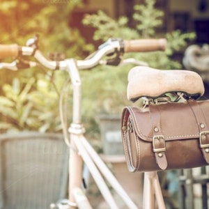 Vintage leather brown bicycle bag, Leather Bicycle Accessories, Motorcycle saddle bag, leather tool storage bicycle bag, hungarian gifts