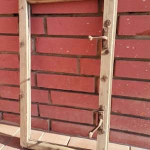 Old Primitive Farmhouse Brown Window frame wooden frames wall decor, window frame art, Window Sash Frame, French Window Frame, wooden window