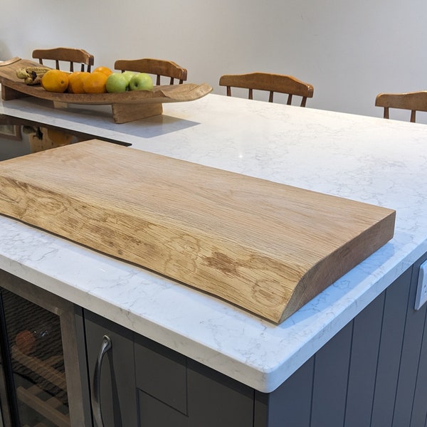 Extra Large Live Edge Oak Chopping Board Solid Oak chopping block and serving or charcuterie board