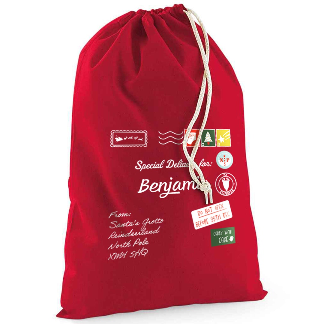Personalised Christmas Sack, Custom Christmas Gift, Kids Santa Sack