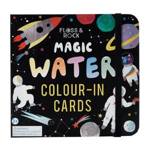 Magische aquarelkaarten met ruimtethema voor kinderen – herbruikbare schilderactiviteit, rommelvrije kunstset, reisspeelgoed en creatief cadeau