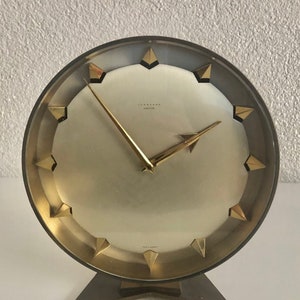 Vintage Junghans Meister desk clock Germany brass art deco masterpiece 1950s