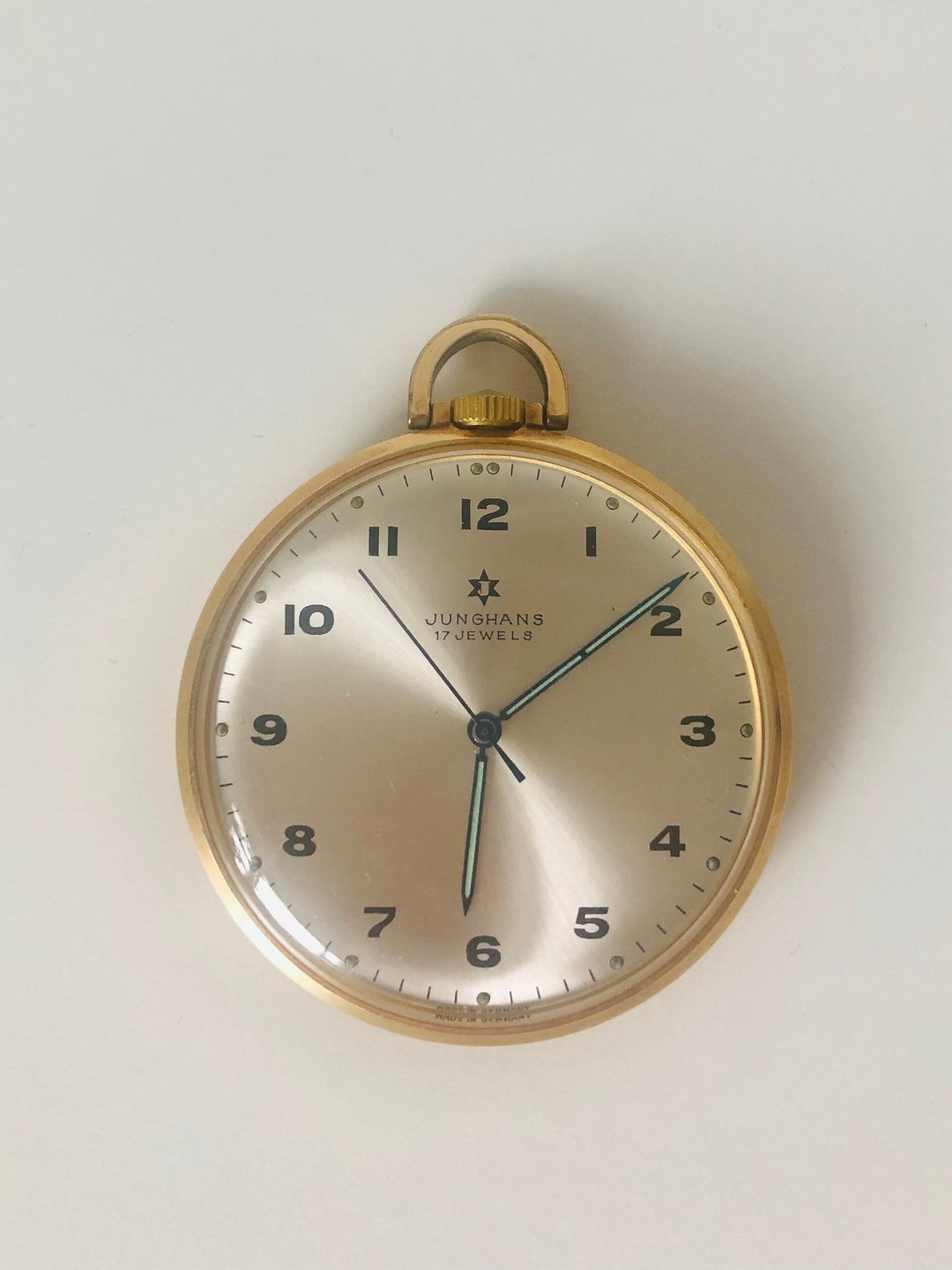 Vintage Junghans Pocket Watch Germany Gold Hand Winding 17 Jewels
