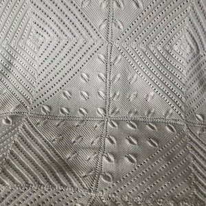 Vintage Bedthrow Bedspread Blanket Duvet Cotton Knitted Handmade French Brocante Country House Style 1970s