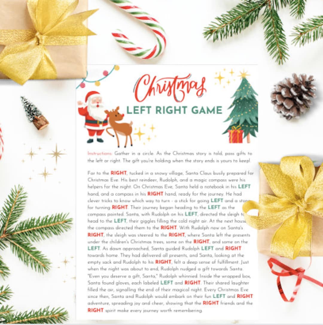 Left Right Game Gift Exchange Game Christmas Left Right Pass the