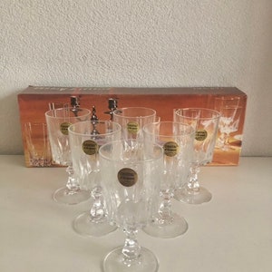 Neu im Karton Vintage Kristall Gläser Cristal d&#39;Arques Louvre FRANCE 1970er Jahre