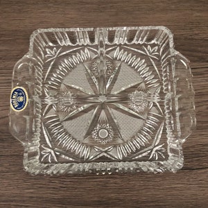Art Crystal Glass Appetizer plate BOHEMIA Czech master Vintage 1970s