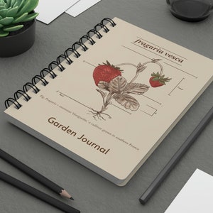 Strawberries Garden Spiral Journal | Gardener Notebook Gift | Botanical Plant Lover Journal