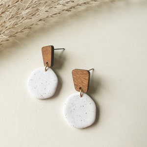 Clay earrings| handmade earrings | neutral earrings | dangle earrings| trendy earrings| lightweight earrings| organic circle earrings|