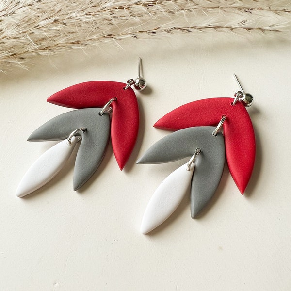 Dangle earrings| Ohio state inspired earrings|graduation gift | handmade gift| scarlet| gray| hypoallergenic earrings| football