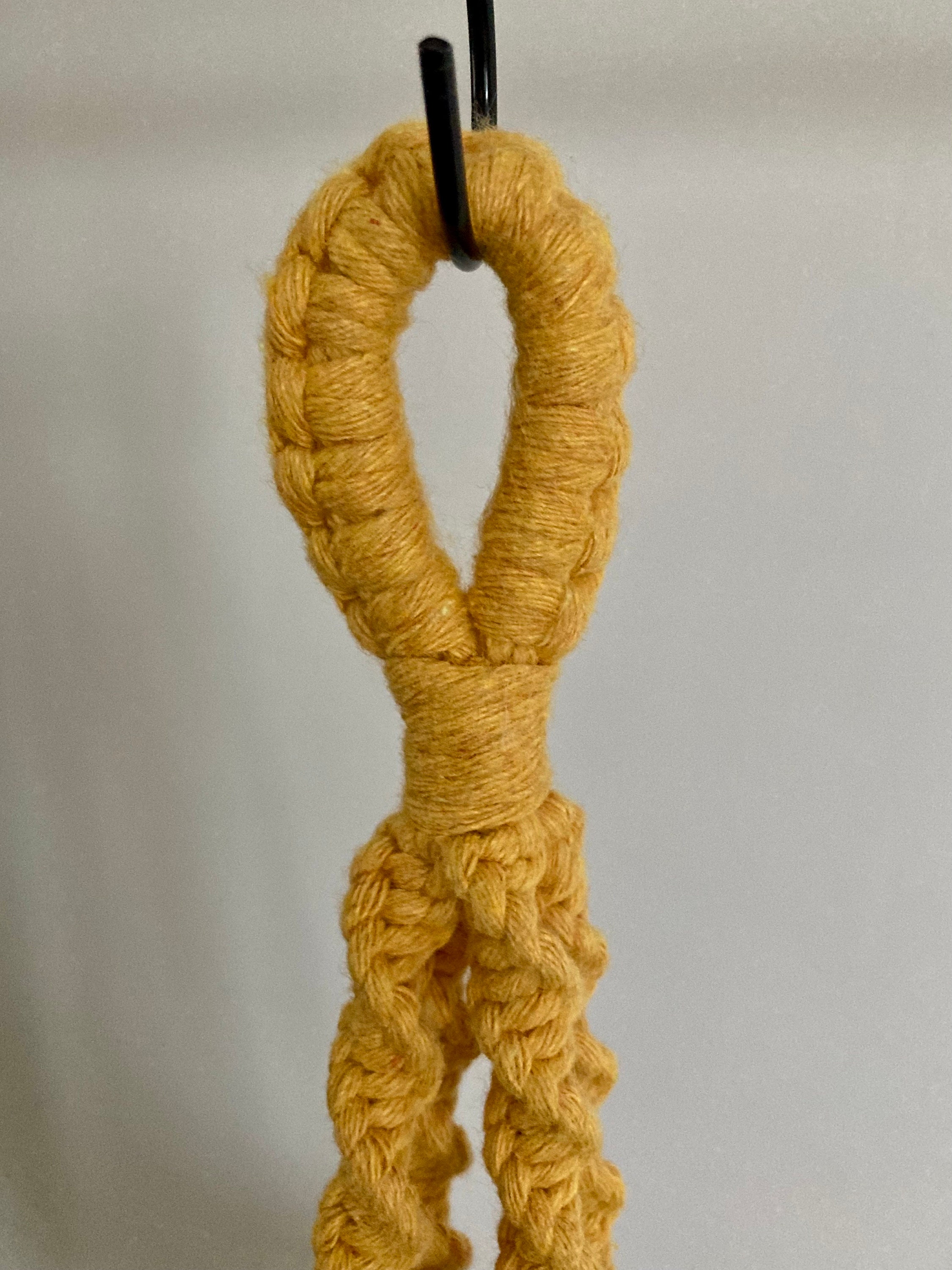 Macrame Hanging Plant Holder: Mustard Yellow Chunky Cord, Boho Decor, indoor plant hanger.
