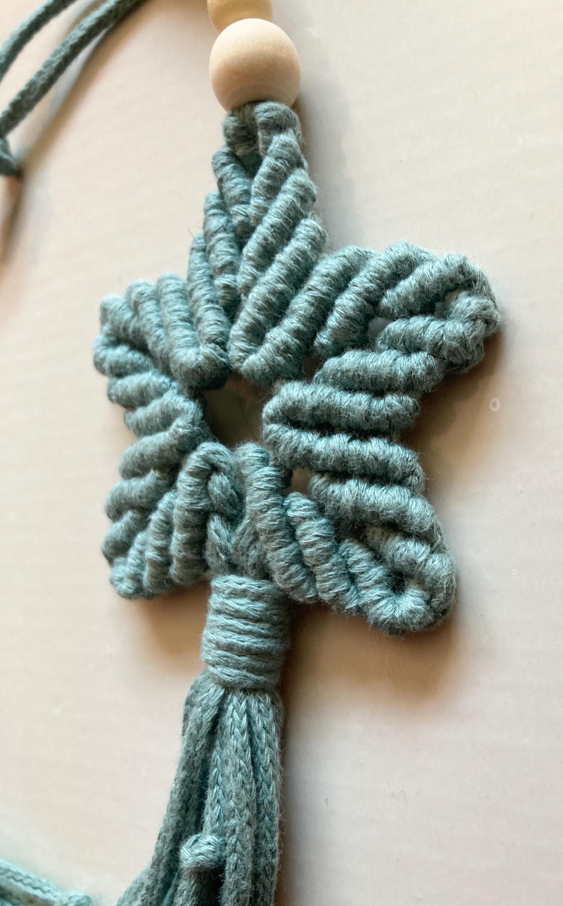 Sage Green Macrame Star Hanging Decoration: Boho Decor, window/door accessory, teacher gift.