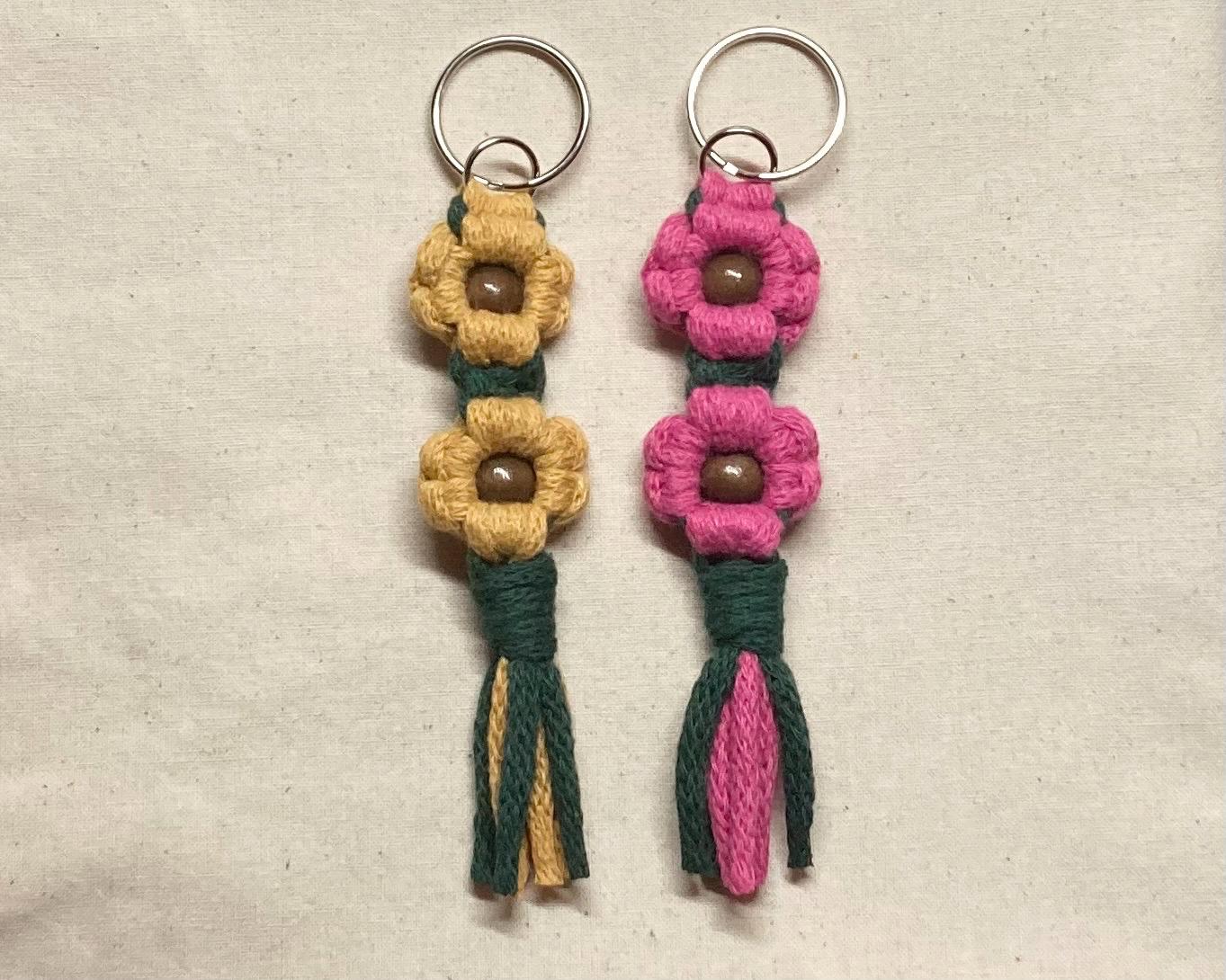 Recycled Cotton Macrame Sunflower Keyring