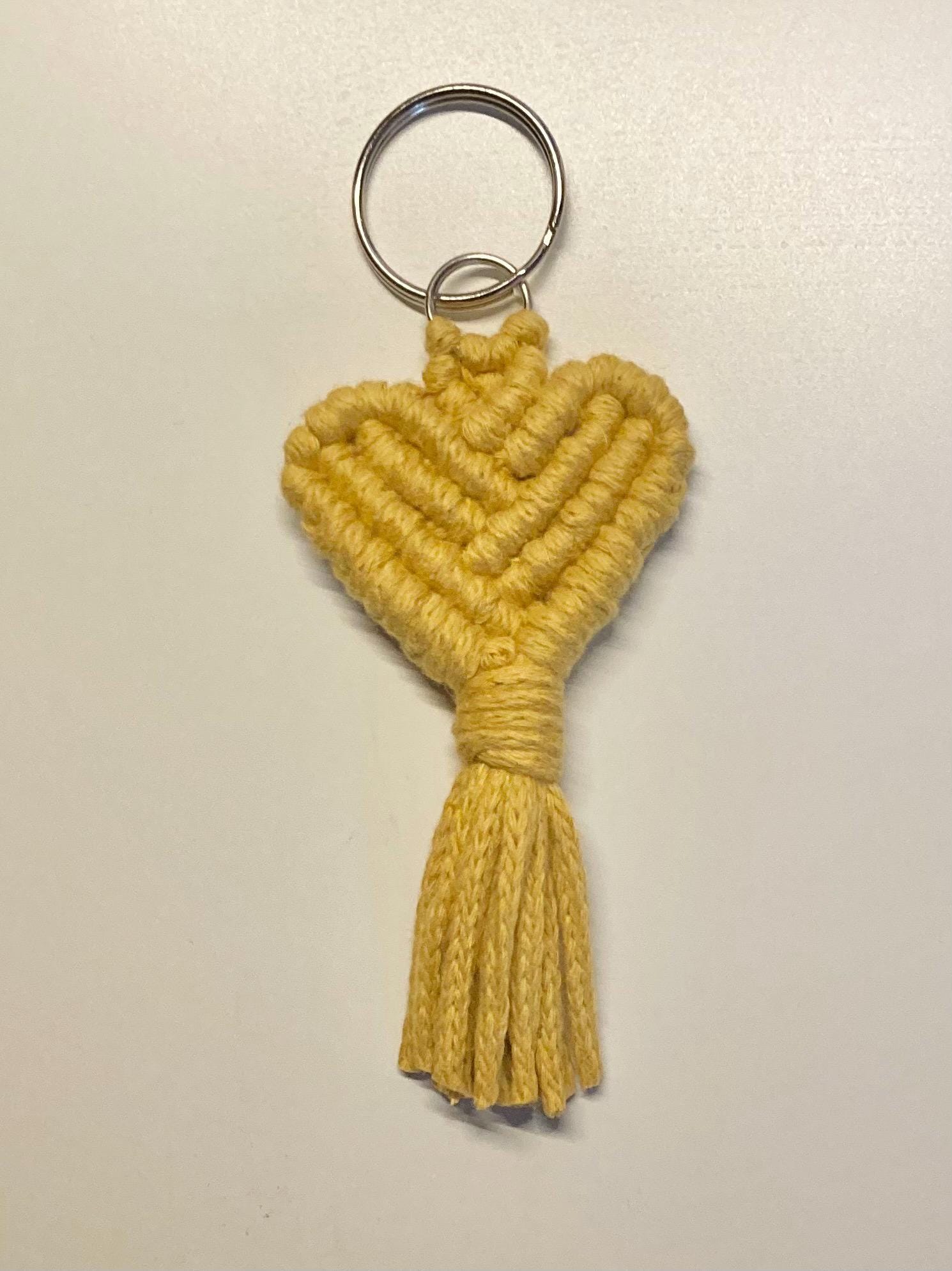 Macrame heart keyring, boho keychain, colourful accessory, teacher gift.