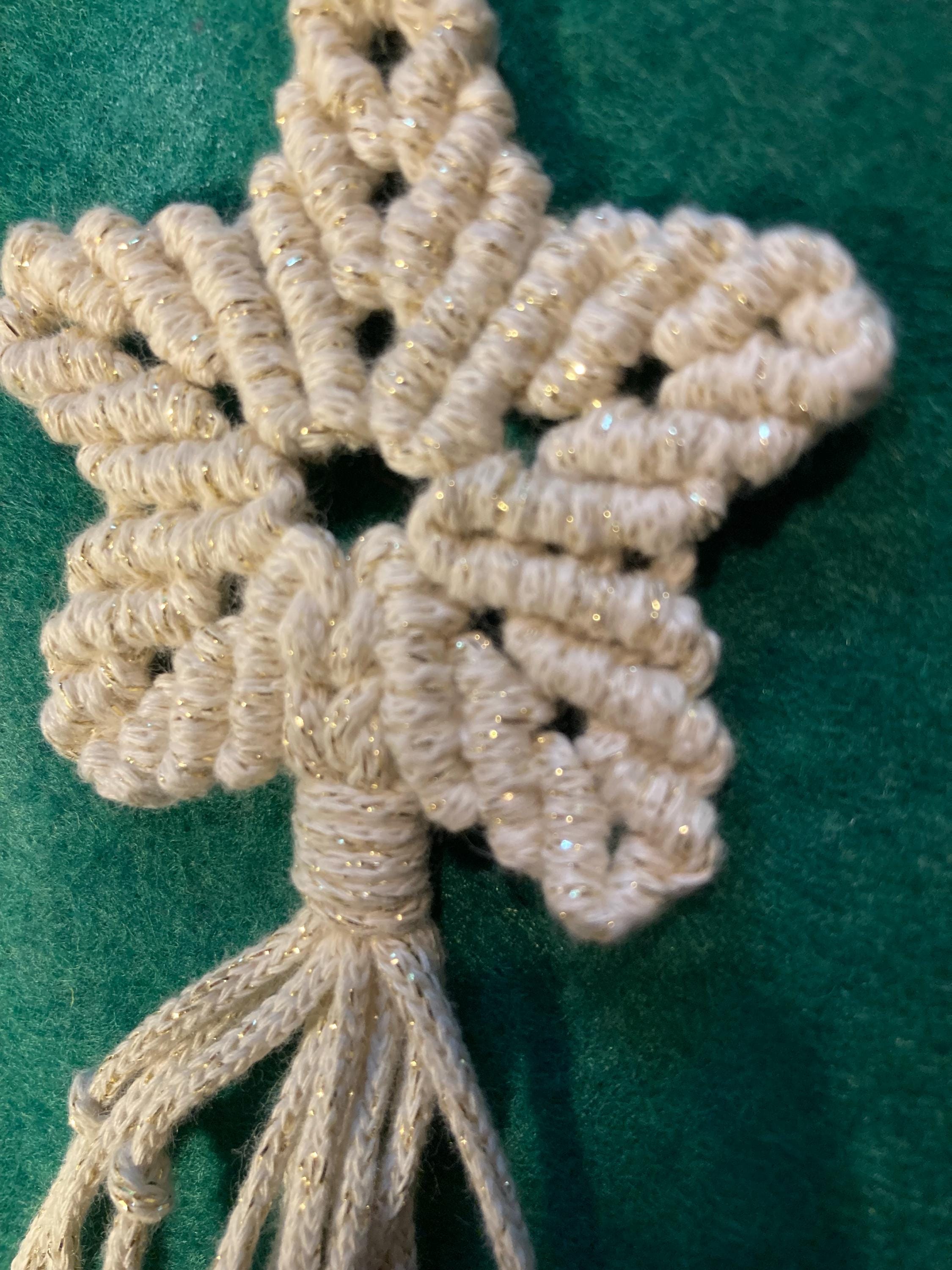 Cream Glitter Macrame Star Christmas Decor