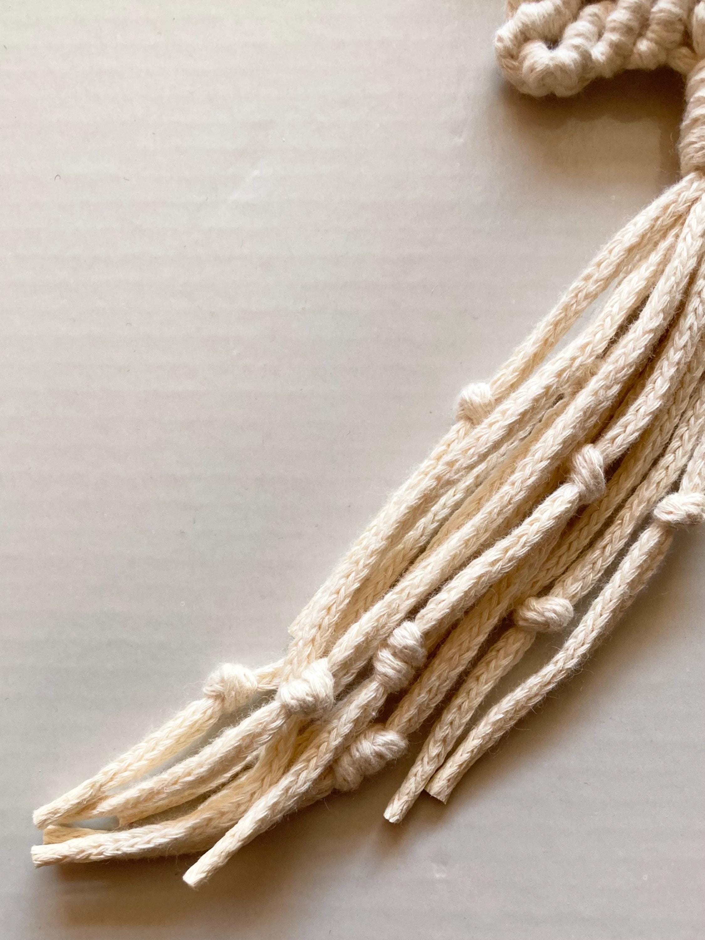 Cream Macrame Star Hanging: Boho Decor with Wooden Bead, window/door accessory, hippy, teacher gift.