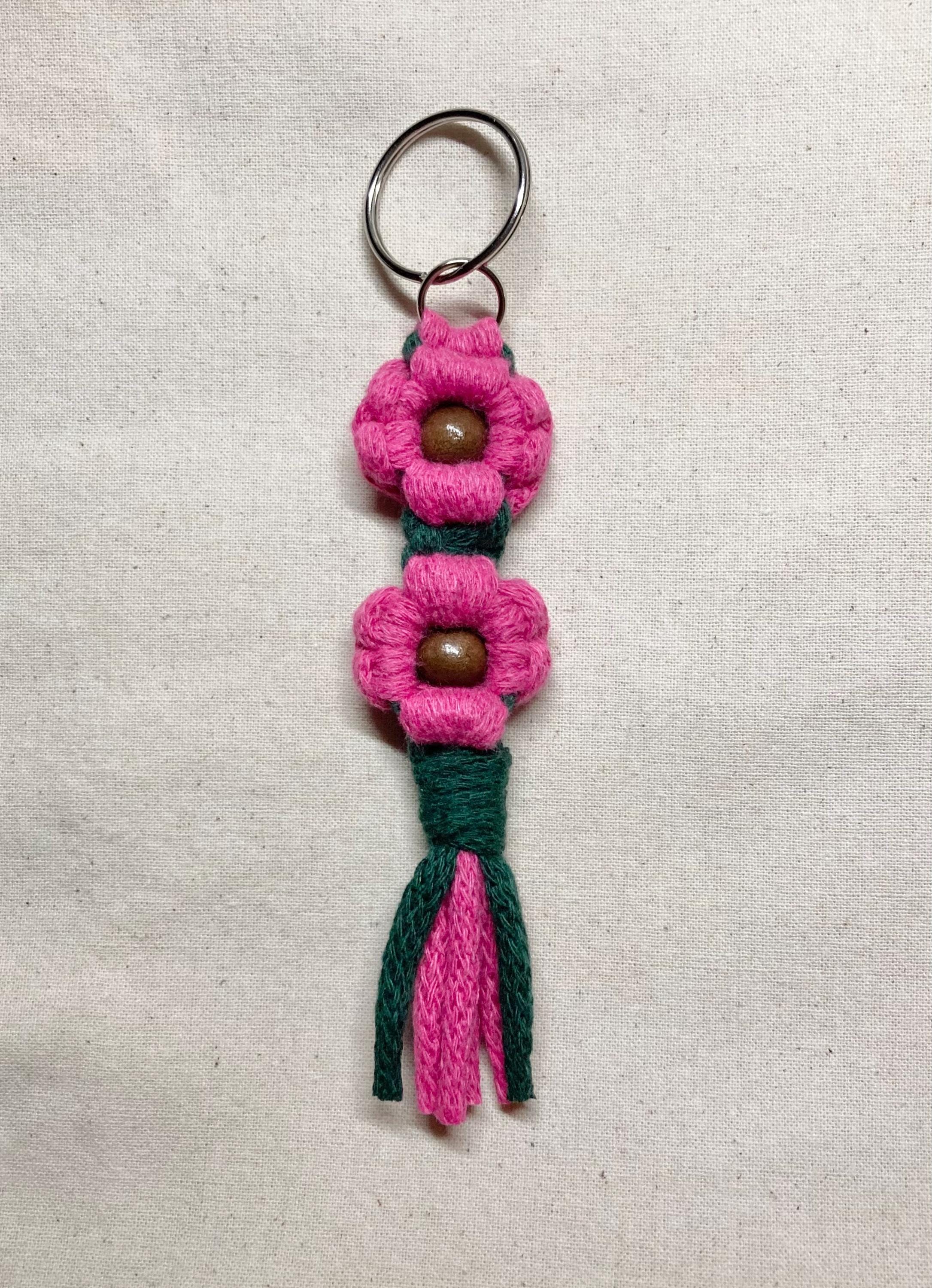 Recycled Cotton Macrame Sunflower Keyring