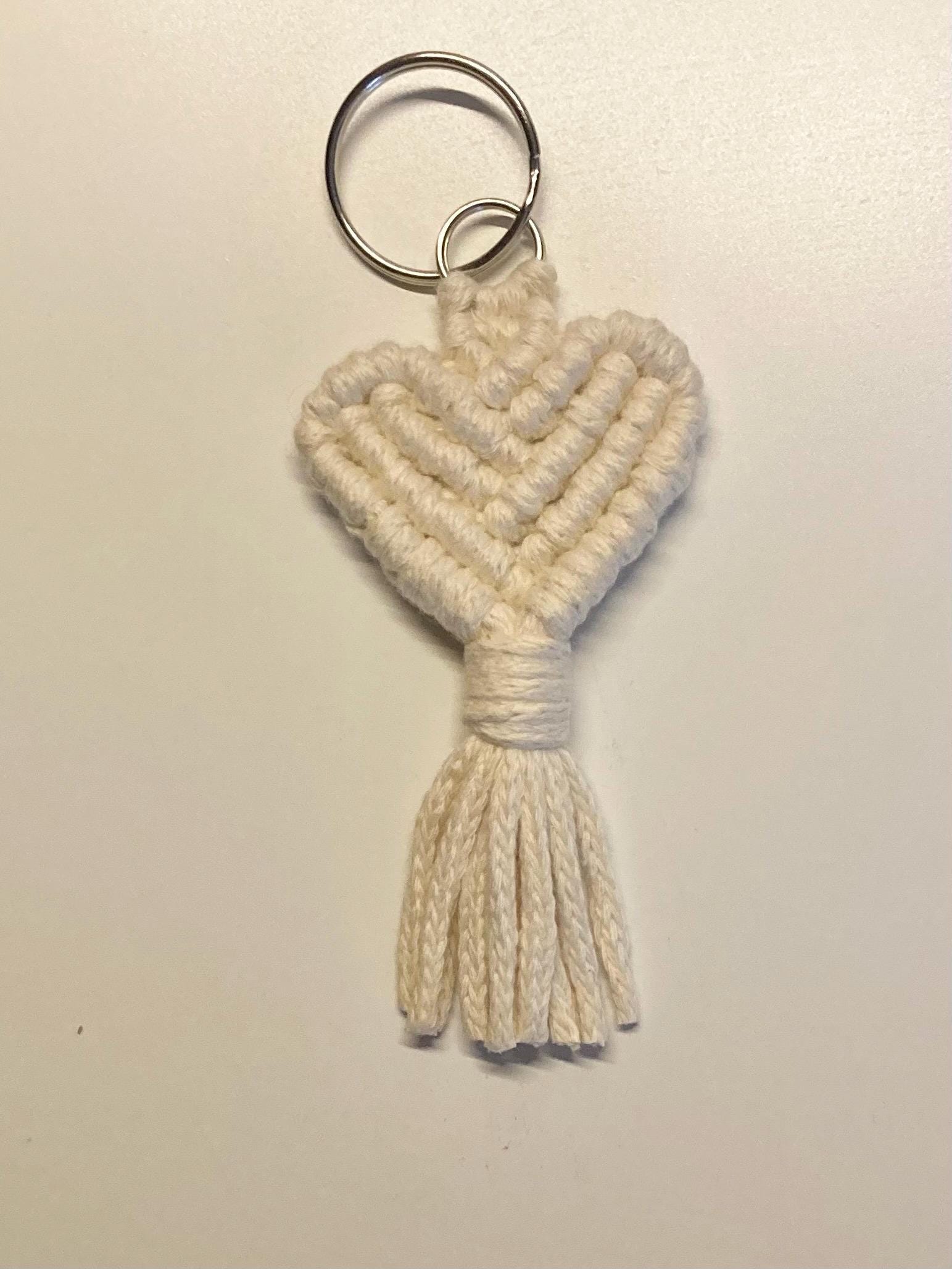 Macrame heart keyring, boho keychain, colourful accessory, teacher gift.