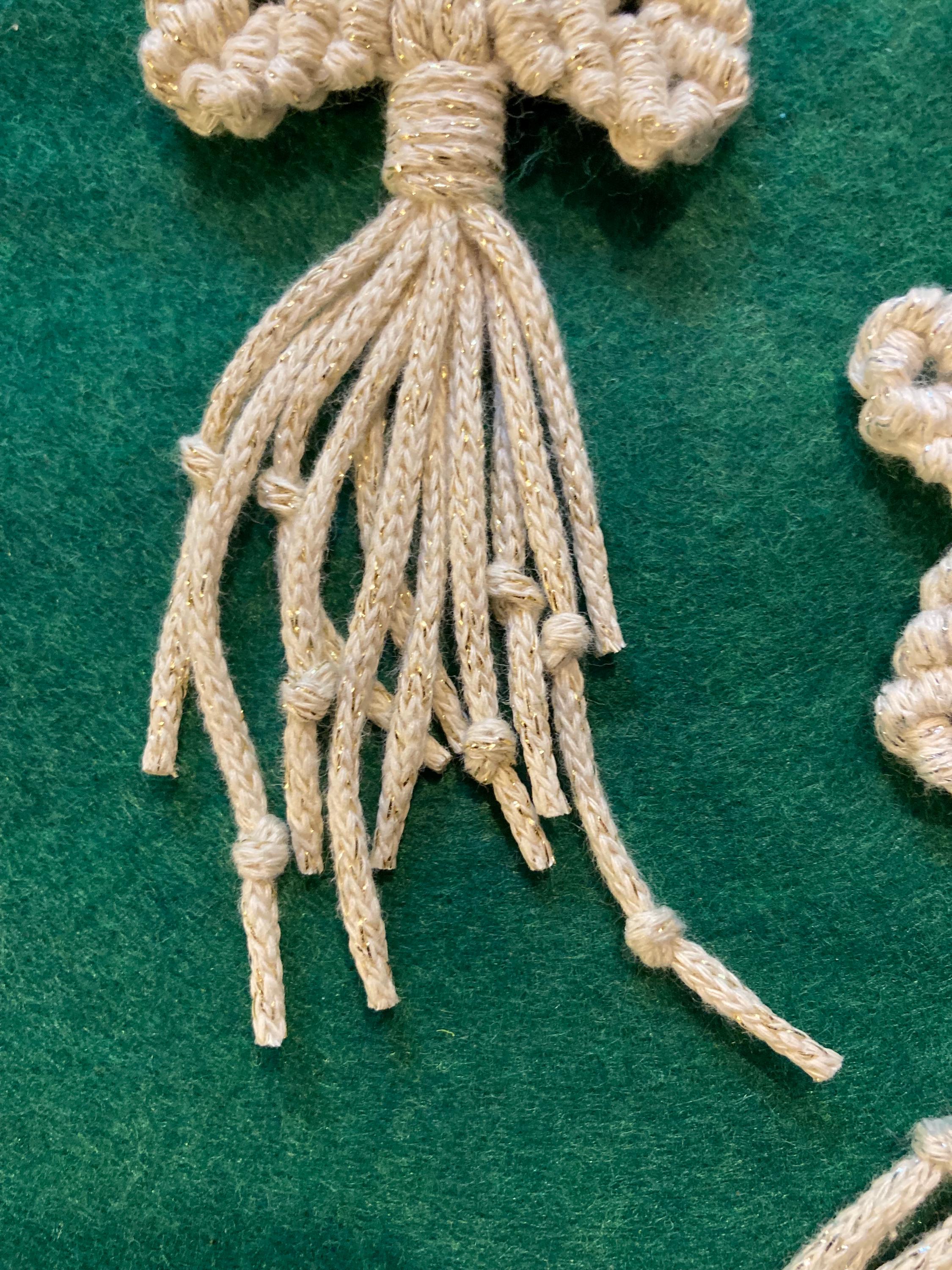 Cream Glitter Macrame Star Christmas Decor