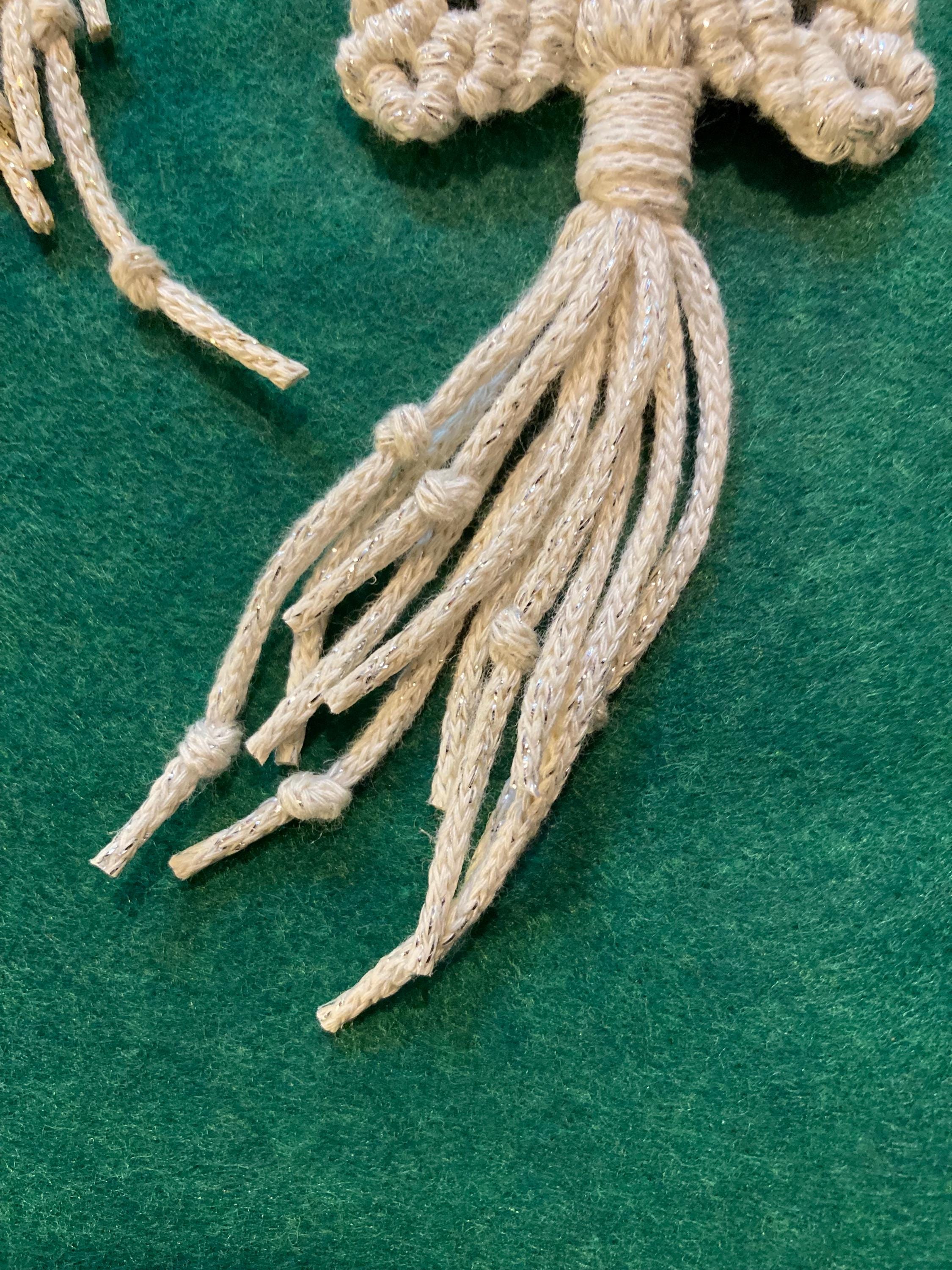 Cream Glitter Macrame Star Christmas Decor