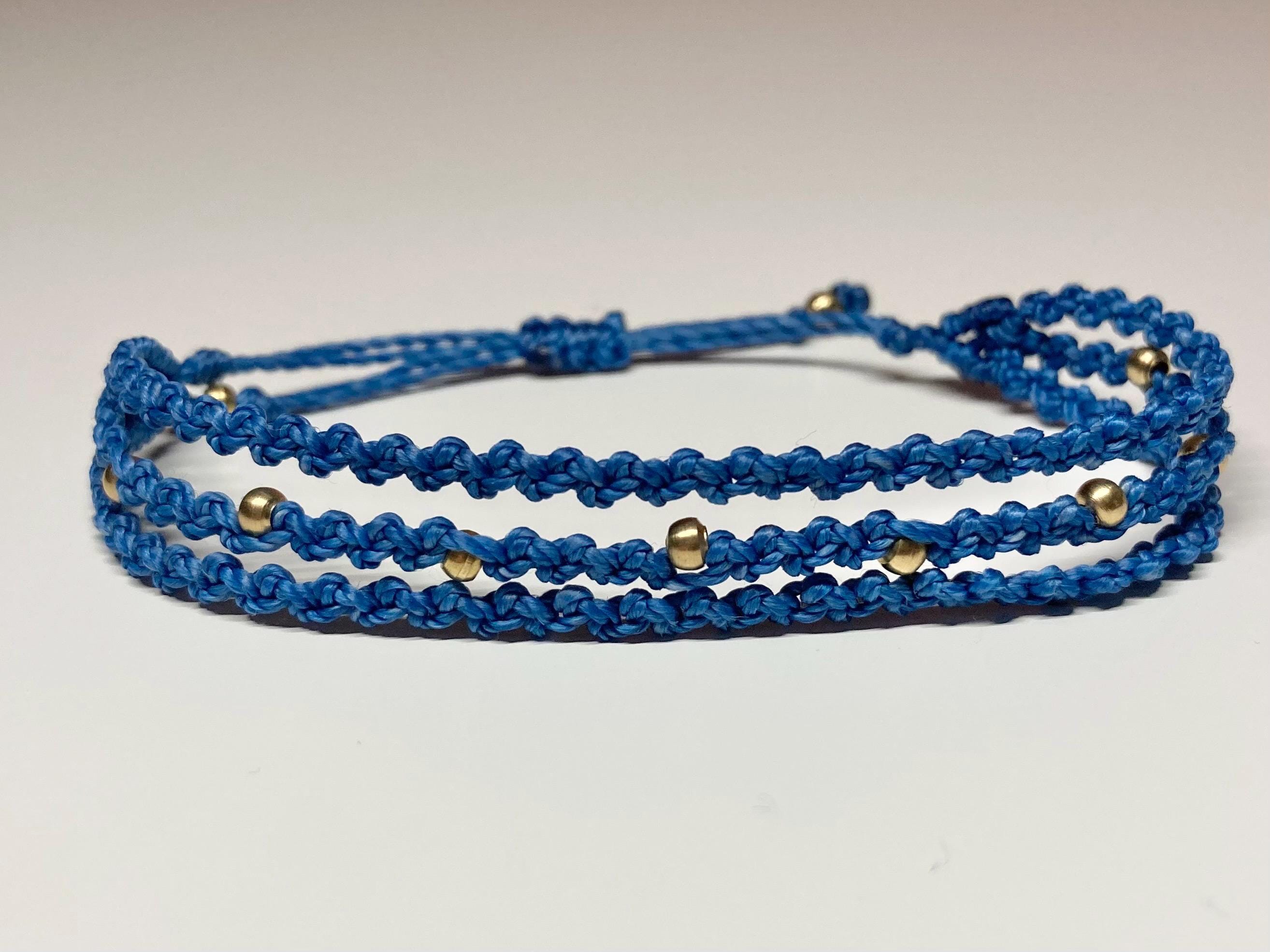 Adjustable bracelet with small brass beads, festival, macrame jewellery