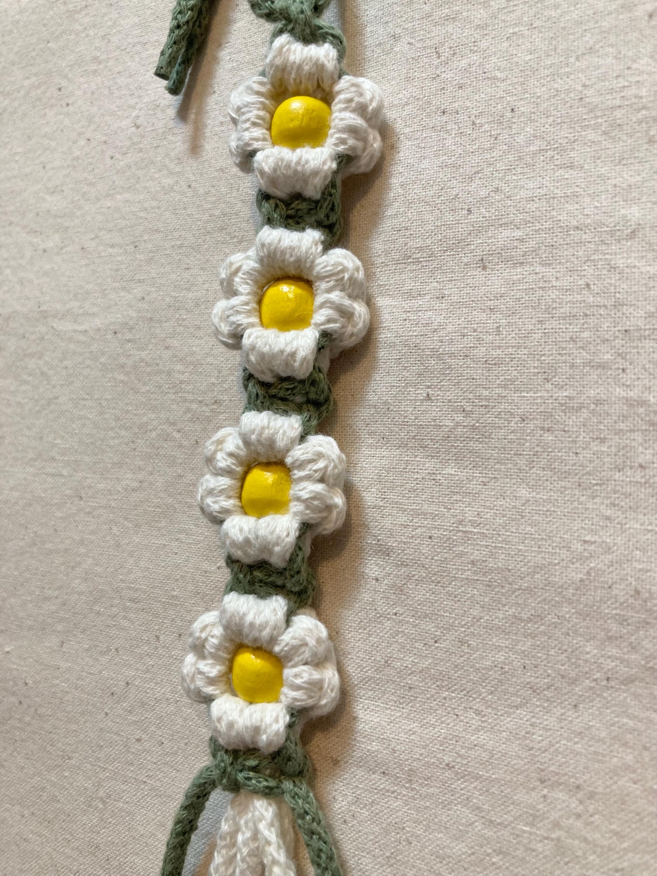 Macrame Cream Daisy Flower Door/Window Hanger