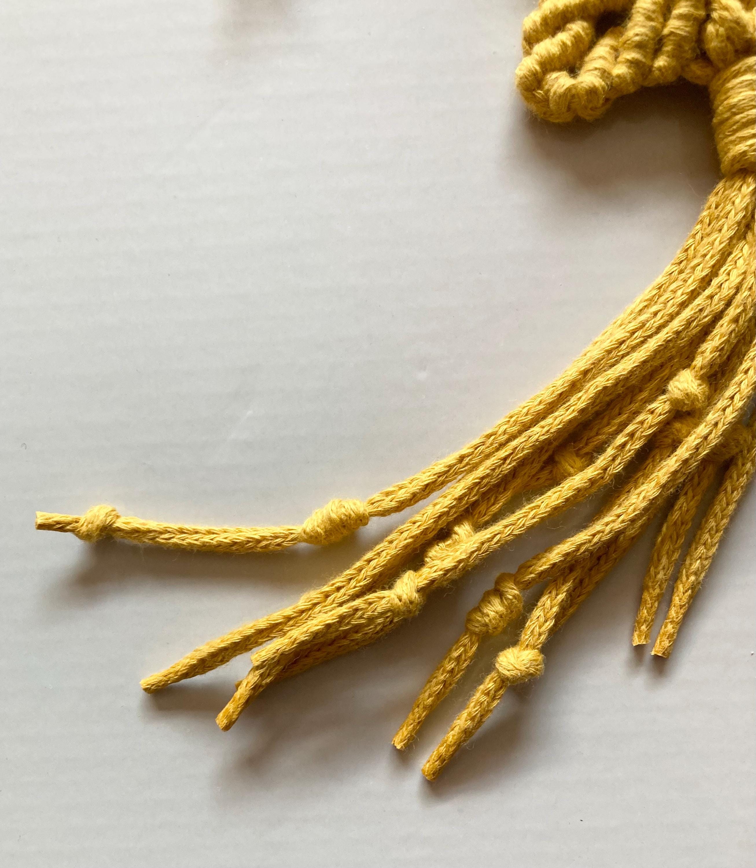 Macrame Hanging Star: Mustard Yellow Boho Window/Door accessory, teacher gift.