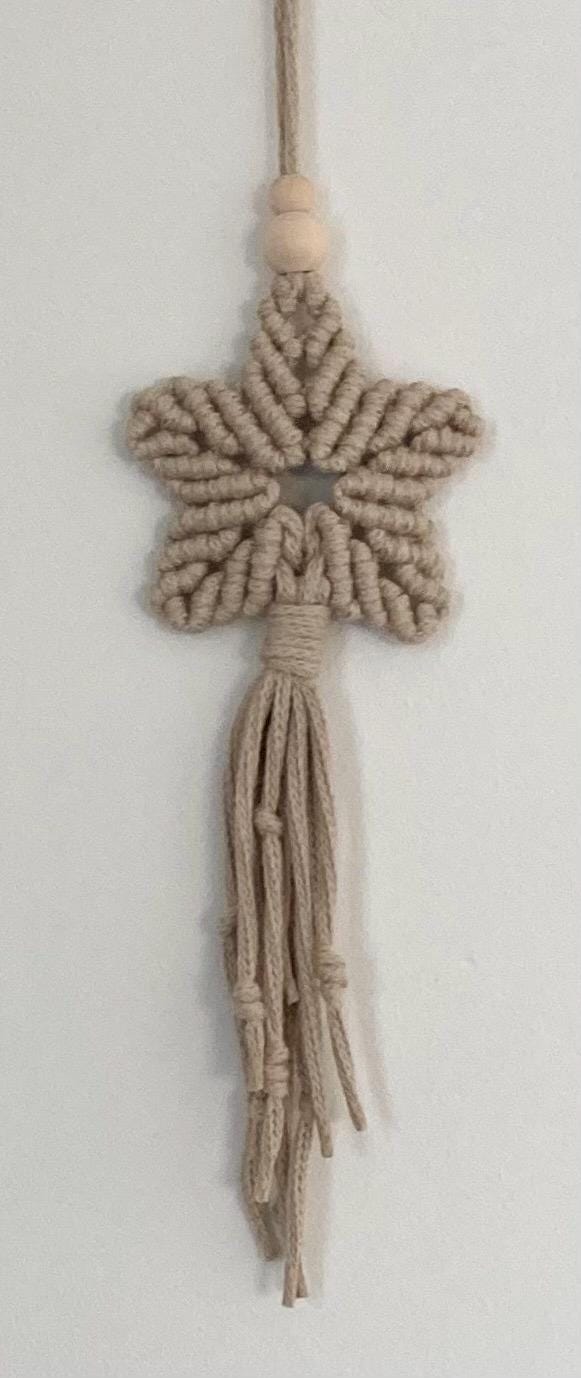 Beige Macrame Star: Boho, window/door hanging, teacher gift, accessory.