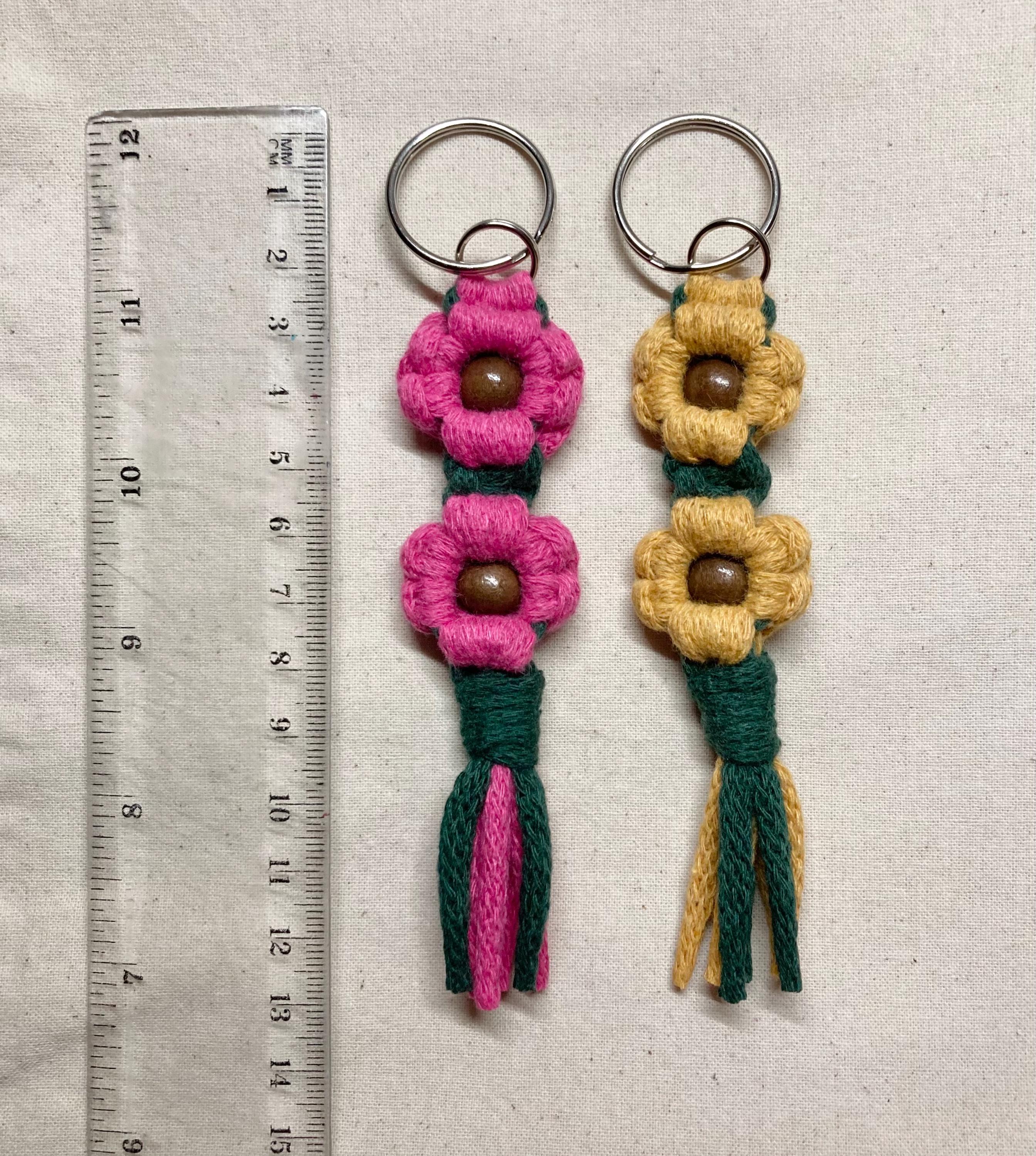 Recycled Cotton Macrame Sunflower Keyring