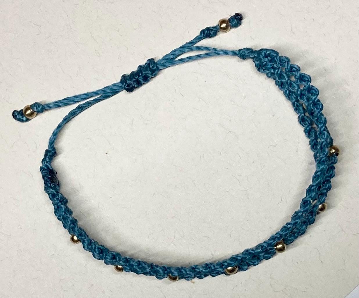 Adjustable bracelet with small brass beads, festival, macrame jewellery