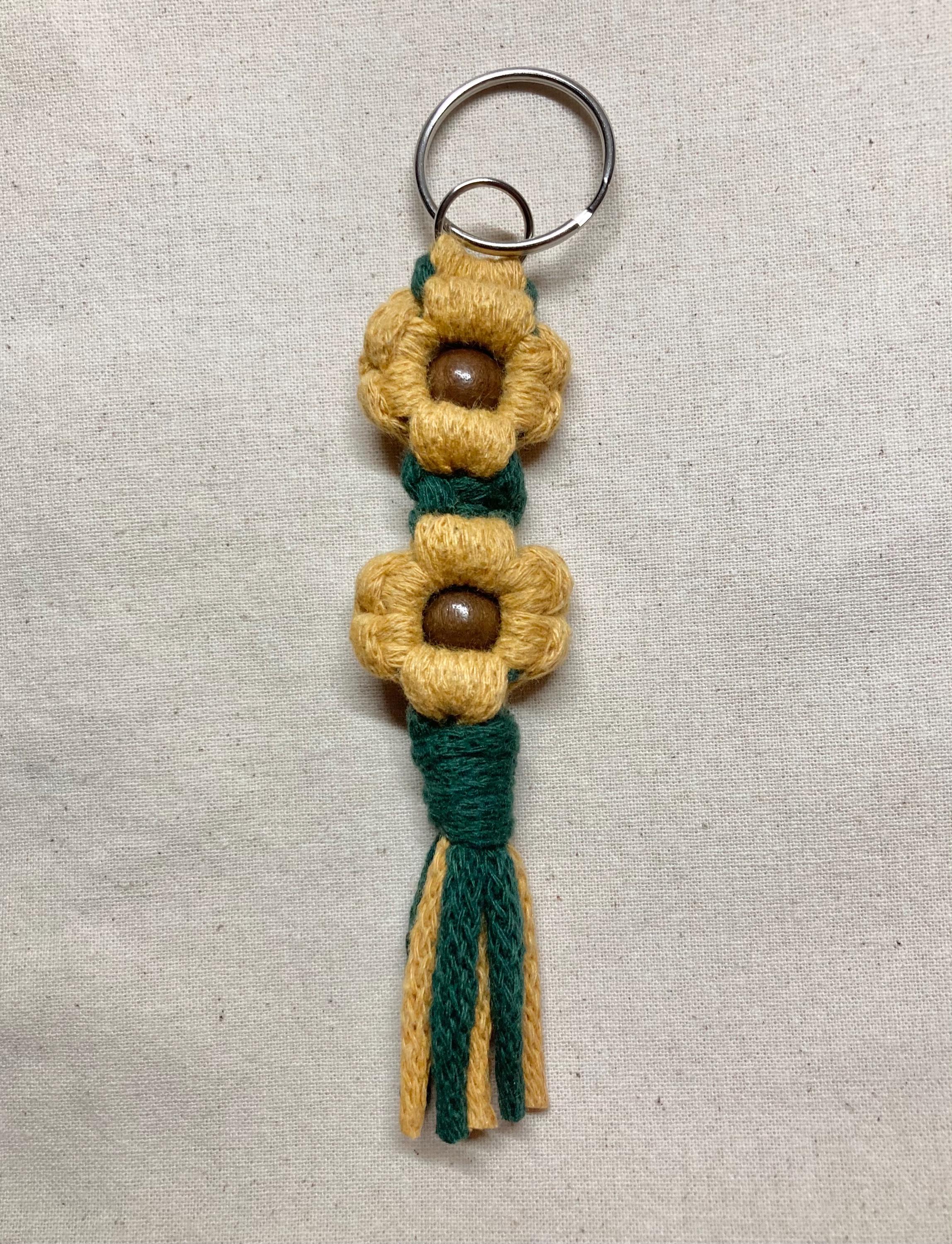 Recycled Cotton Macrame Sunflower Keyring