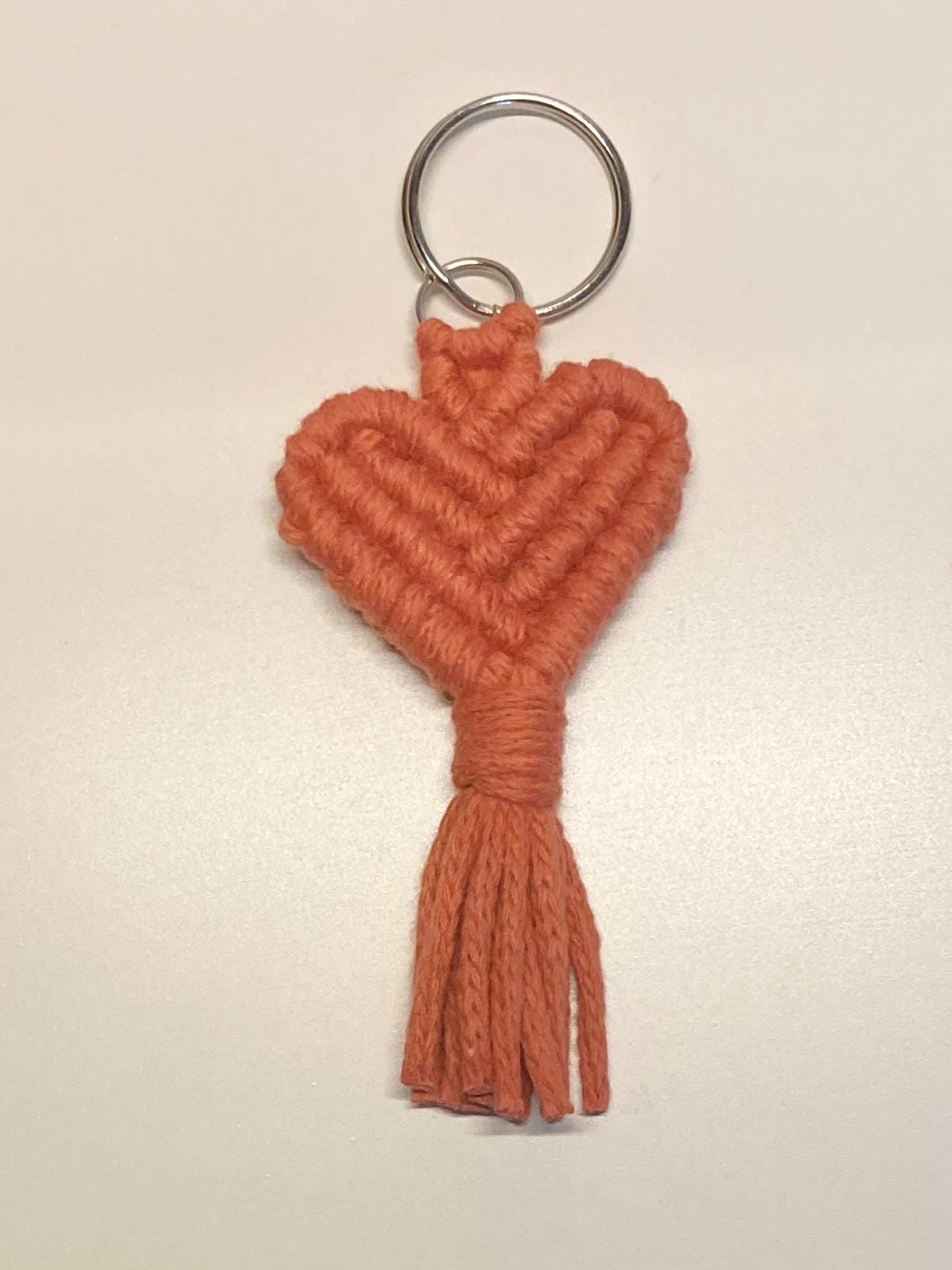 Macrame heart keyring, boho keychain, colourful accessory, teacher gift.