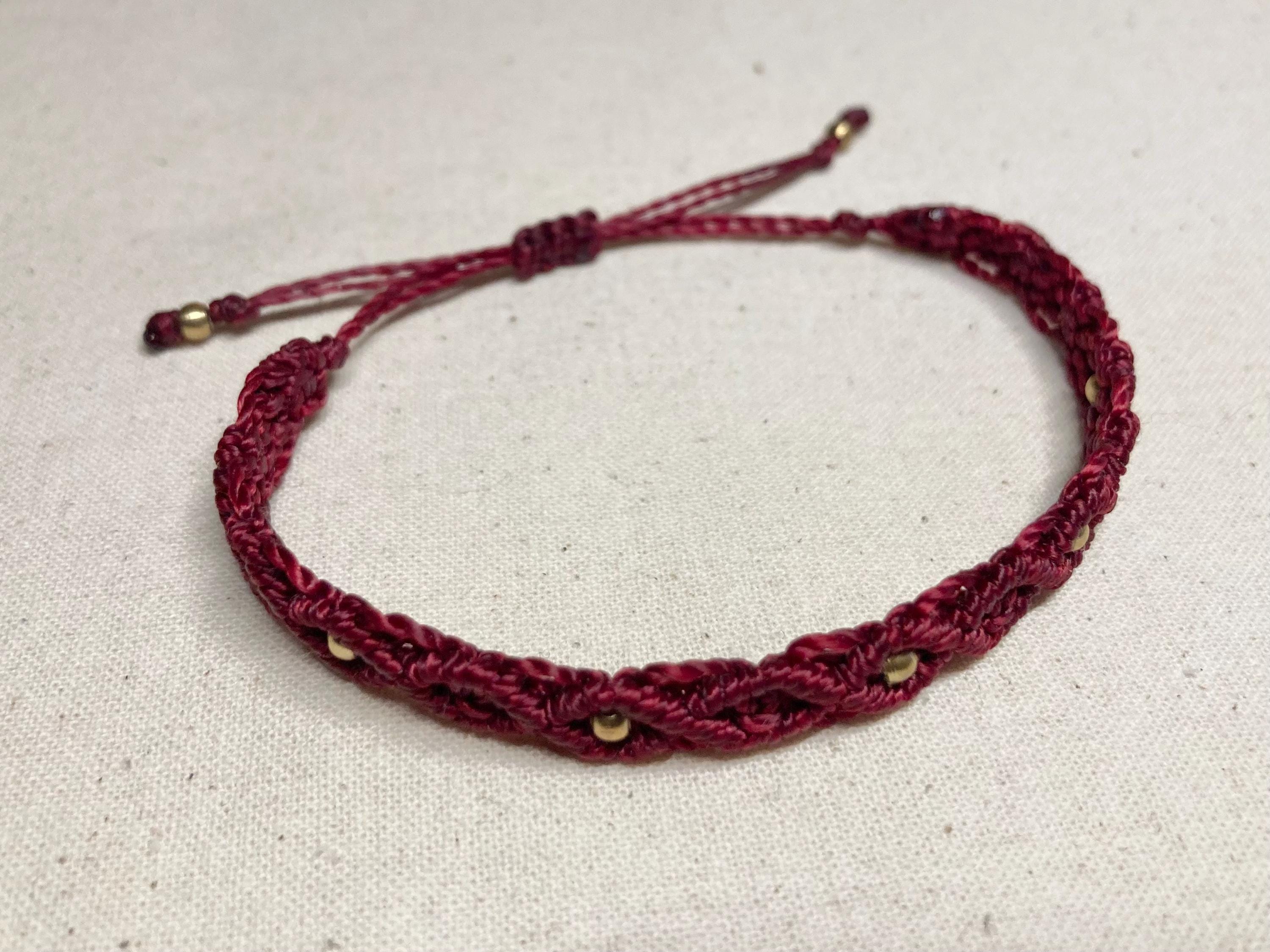 Micromacrame Adjustable Bracelet Brass Beads