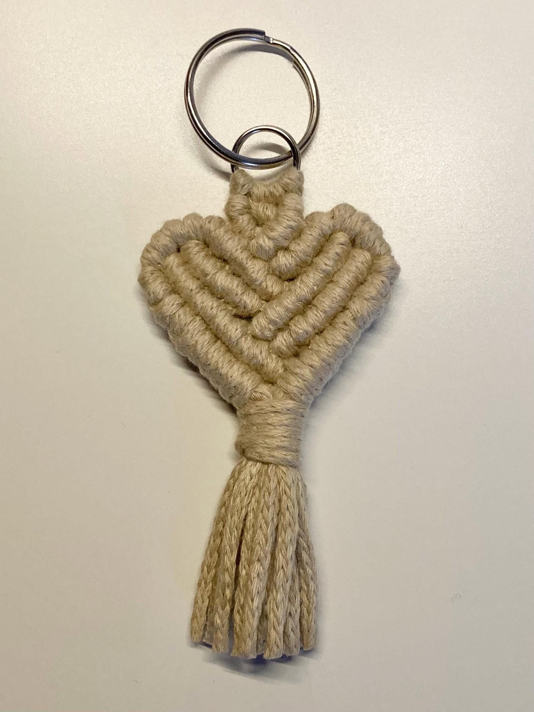 Macrame heart keyring, boho keychain, colourful accessory, teacher gift.
